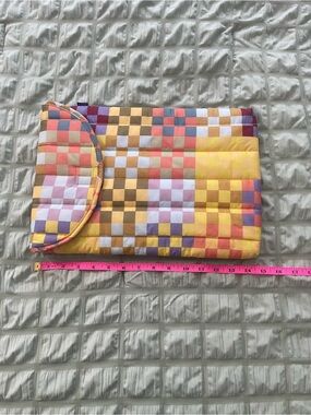 Color block laptop Pouch - Pastel Yellow & Multicolor Check